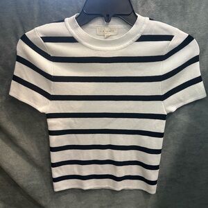 La Hearts Black and White Striped Short Sleeve Tee